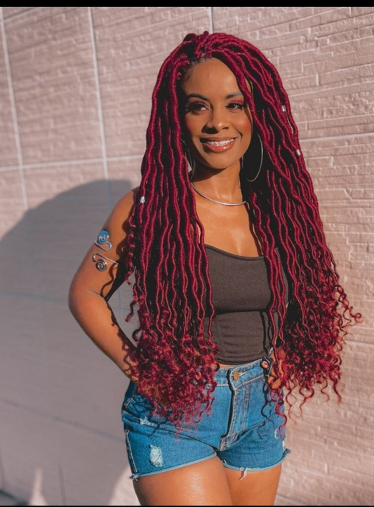 Burgundy Goddess Locs